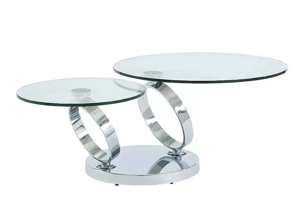 Maison Céphy Mesa De Centro Com Tampos Giratorios Joline - Vidro Temperado E Metal* Mesa De Centro
