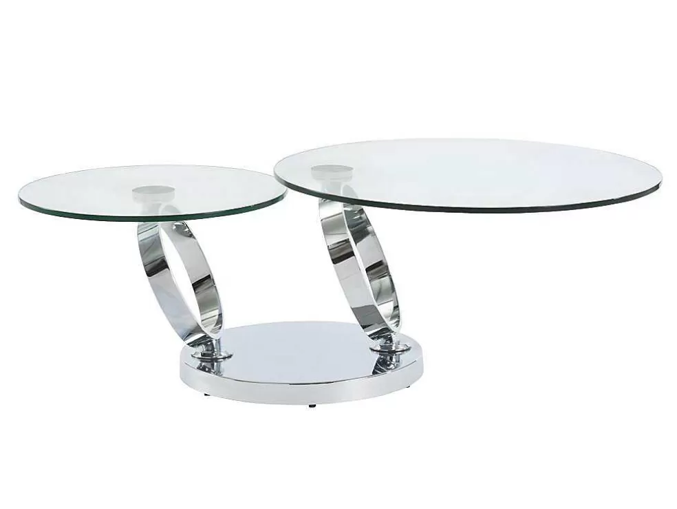 Maison Céphy Mesa De Centro Com Tampos Giratorios Joline - Vidro Temperado E Metal* Mesa De Centro