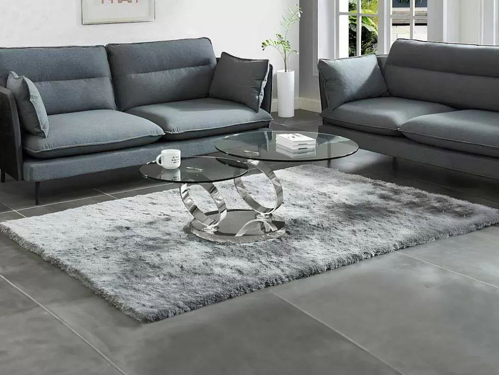 Maison Céphy Mesa De Centro Com Tampos Giratorios Joline - Vidro Temperado E Metal* Mesa De Centro