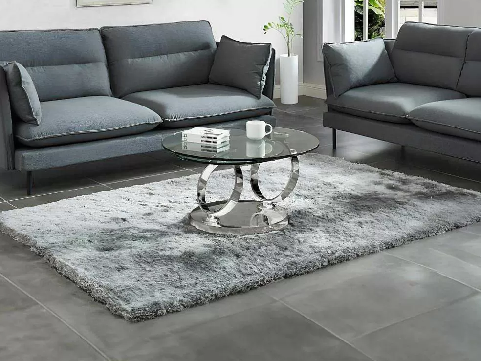 Maison Céphy Mesa De Centro Com Tampos Giratorios Joline - Vidro Temperado E Metal* Mesa De Centro
