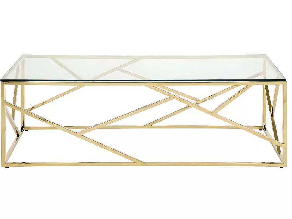 PASCAL MORABITO Mesa De Centro Em Vidro Temperado E Aco Cromado Disponivel Em Dourado - Athena De * Mesa De Centro