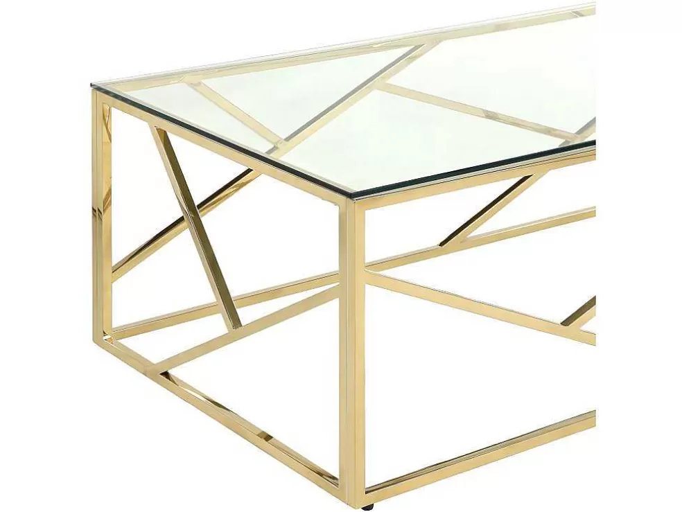 PASCAL MORABITO Mesa De Centro Em Vidro Temperado E Aco Cromado Disponivel Em Dourado - Athena De * Mesa De Centro