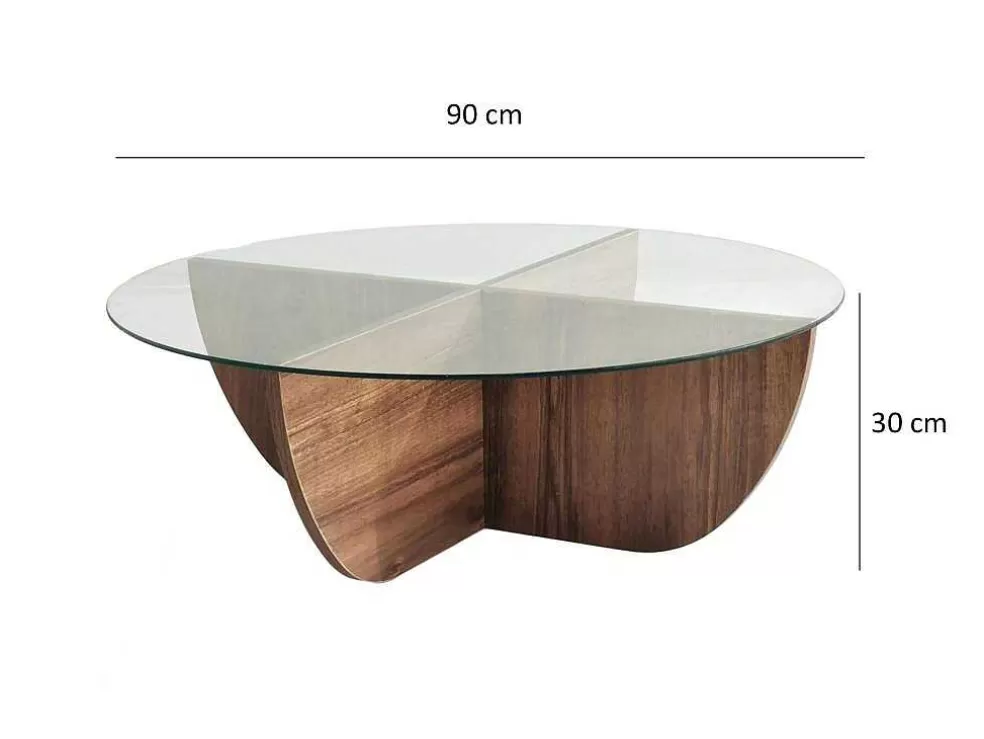 Vente-unique Mesa De Centro Em Vidro Temperado Natural E Transparente - Aysun* Mesa De Centro