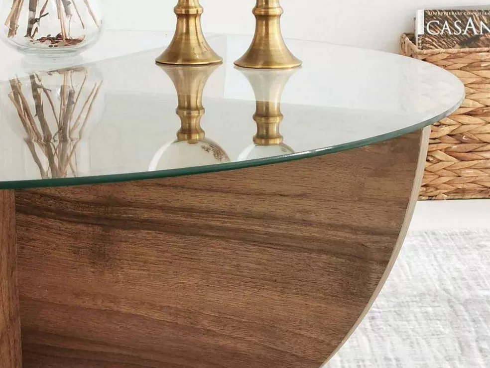 Vente-unique Mesa De Centro Em Vidro Temperado Natural E Transparente - Aysun* Mesa De Centro