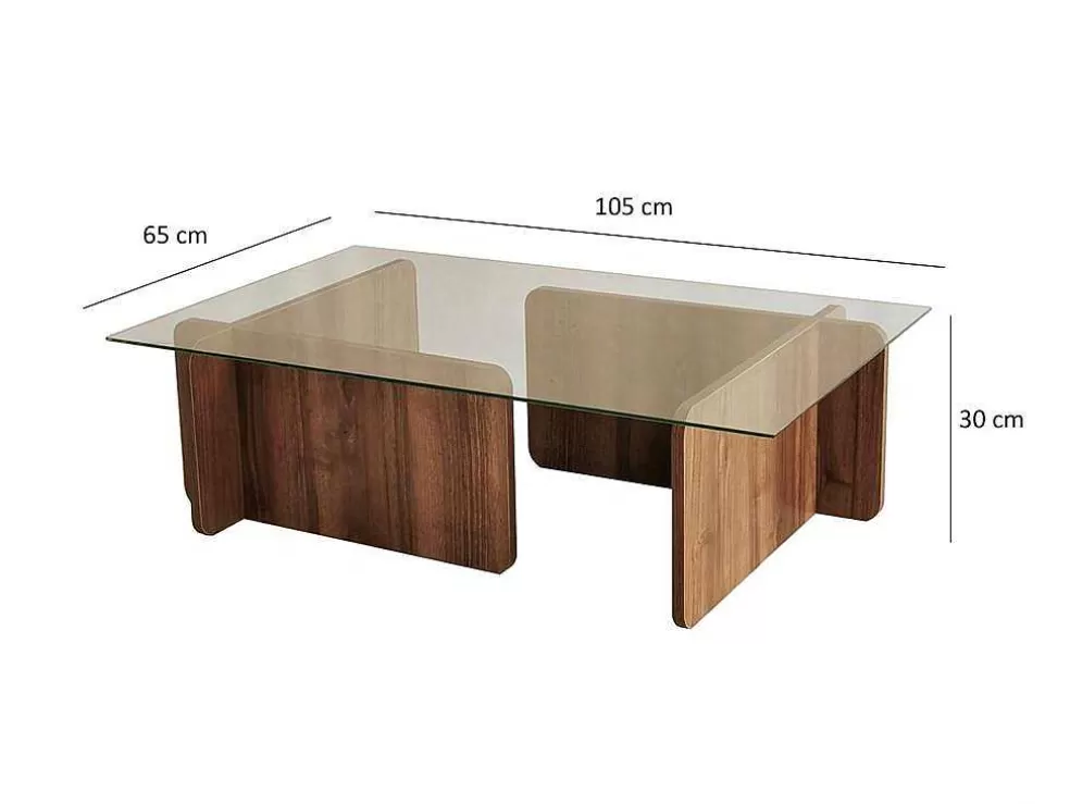Vente-unique Mesa De Centro Em Vidro Temperado Natural E Transparente - Azra* Mesa De Centro