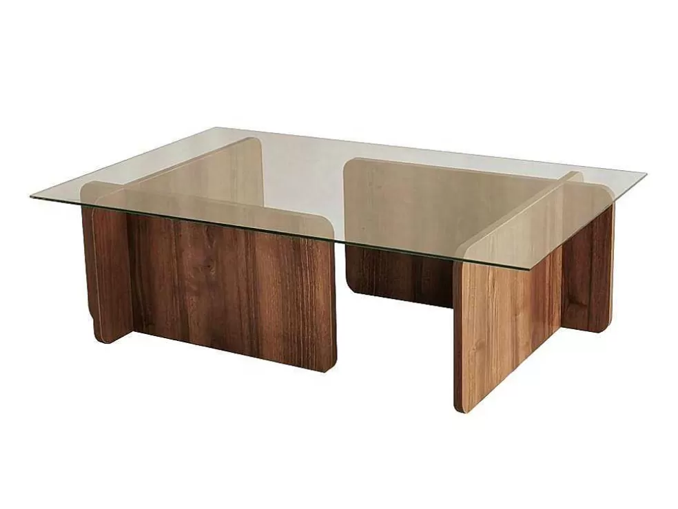 Vente-unique Mesa De Centro Em Vidro Temperado Natural E Transparente - Azra* Mesa De Centro