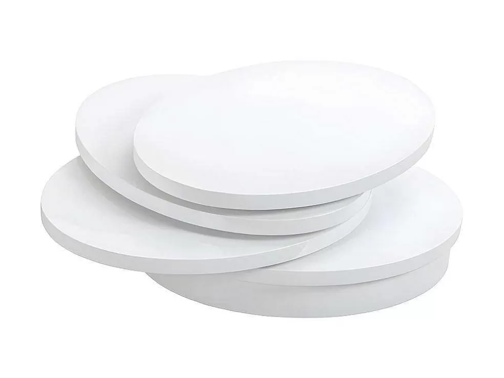 Vente-unique Mesa De Centro Giratoria Oval - Mdf Lacado - Branco - Circus* Mesa De Centro