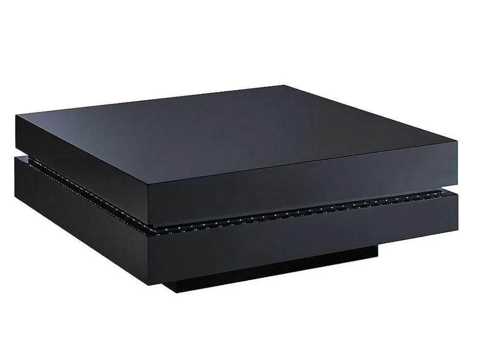 Vente-unique Mesa De Centro Lyess - Mdf Lacado Preto - Leds* Mesa De Centro