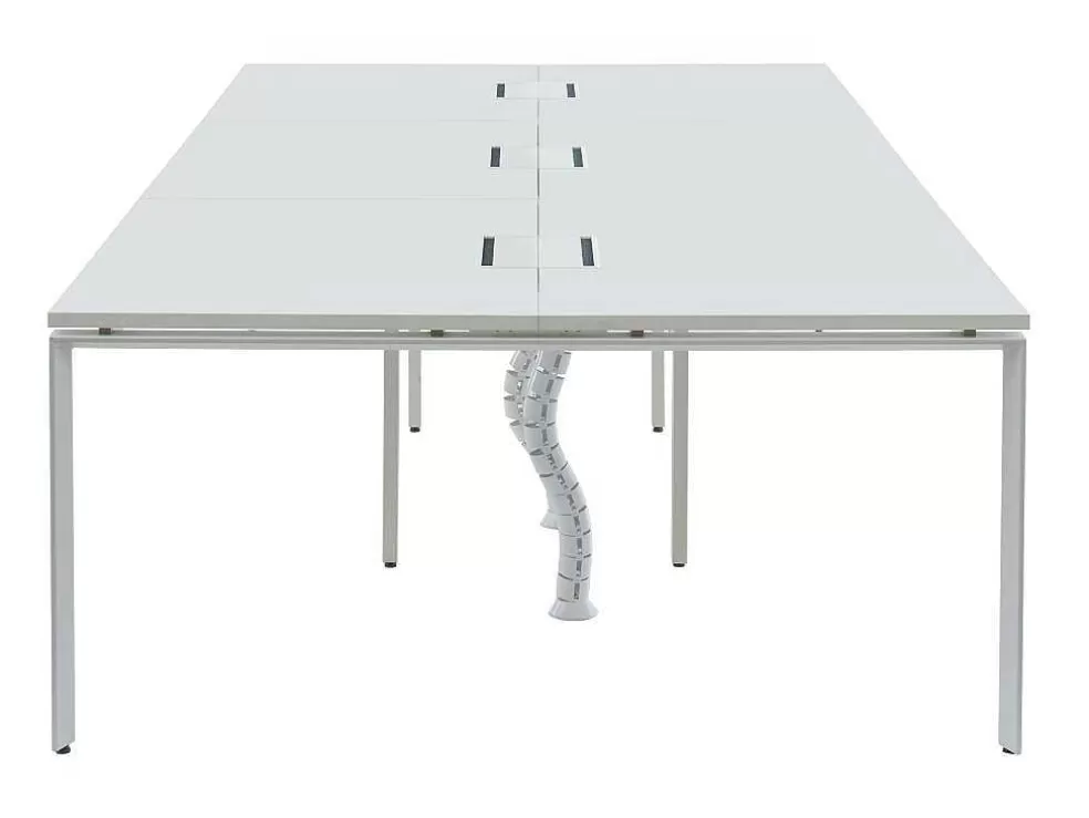 Workēa Mesa De Escritório 6 Péssoas Branco C140 Cm - Downtown* Mobiliário De Escritório