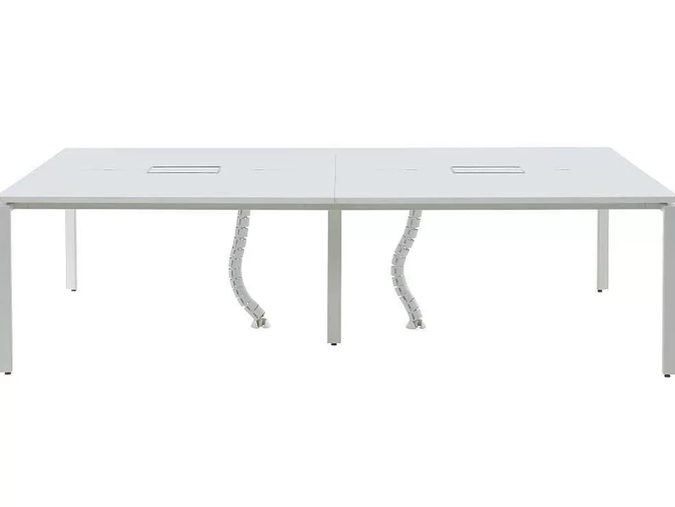 Workēa Mesa De Escritório 4 Péssoas Branco C140 Cm - Downtown* Mobiliário De Escritório