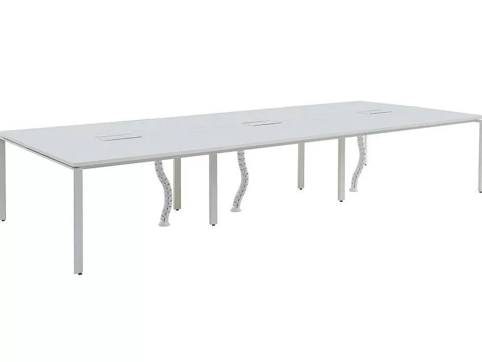 Workēa Mesa De Escritório 6 Péssoas Branco C140 Cm - Downtown* Mobiliário De Escritório