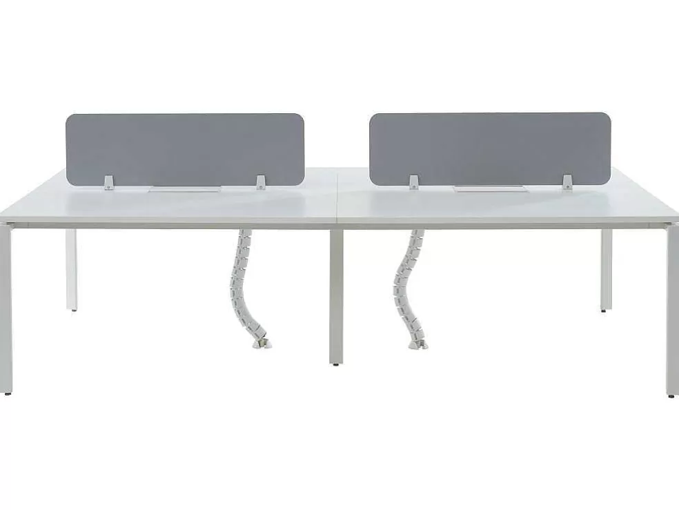 Workēa Mesa De Escritório 4 Péssoas Branco C140 Cm, Com Separador - Downtown* Mobiliário De Escritório