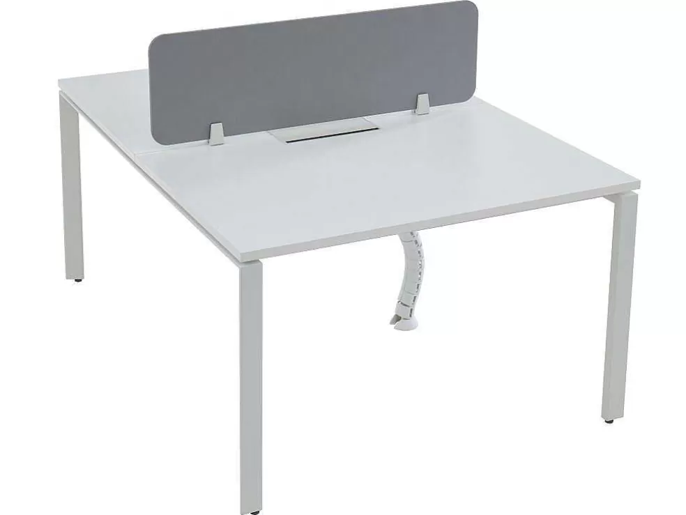 Workēa Mesa De Escritório 2 Péssoas Branco C120 Cm, Com Separador - Downtown* Mobiliário De Escritório