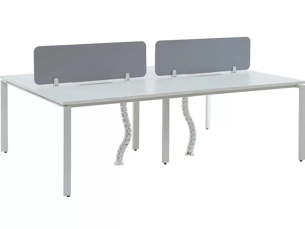 Workēa Mesa De Escritório 4 Péssoas Branco C120 Cm, Com Separador - Downtown* Secretária
