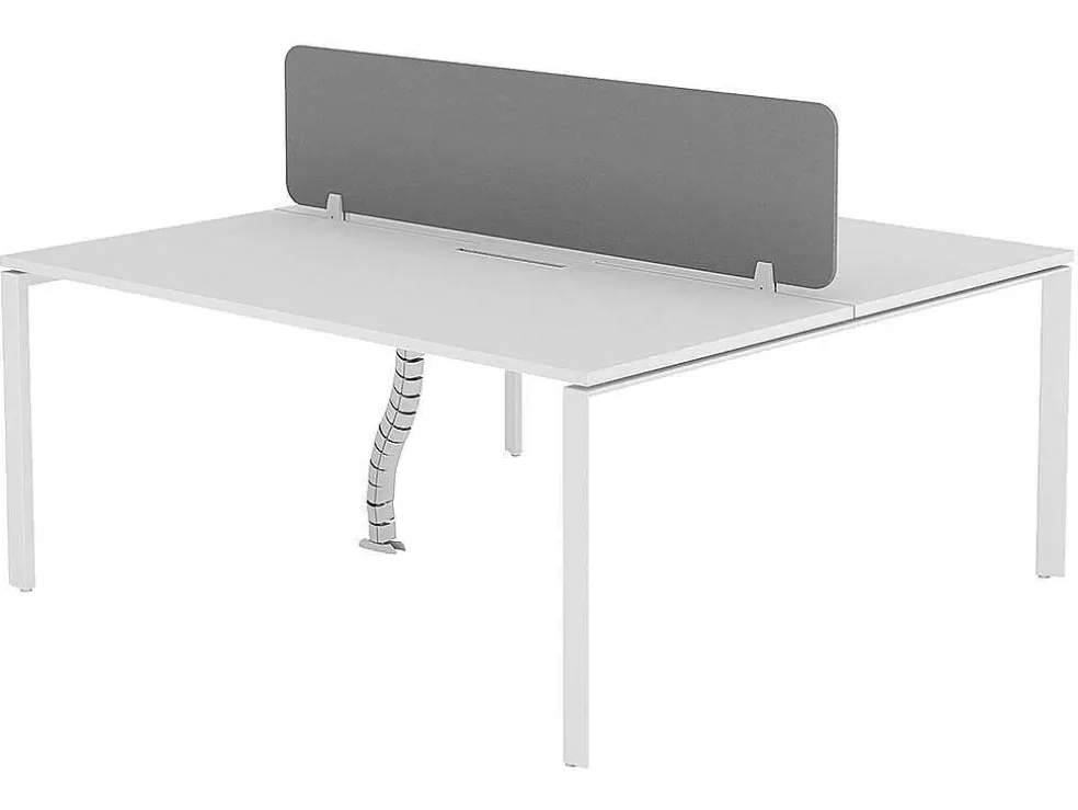 Workēa Mesa De Escritório 2 Péssoas Branco C160 Cm, Com Separador - Downtown* Mobiliário De Escritório