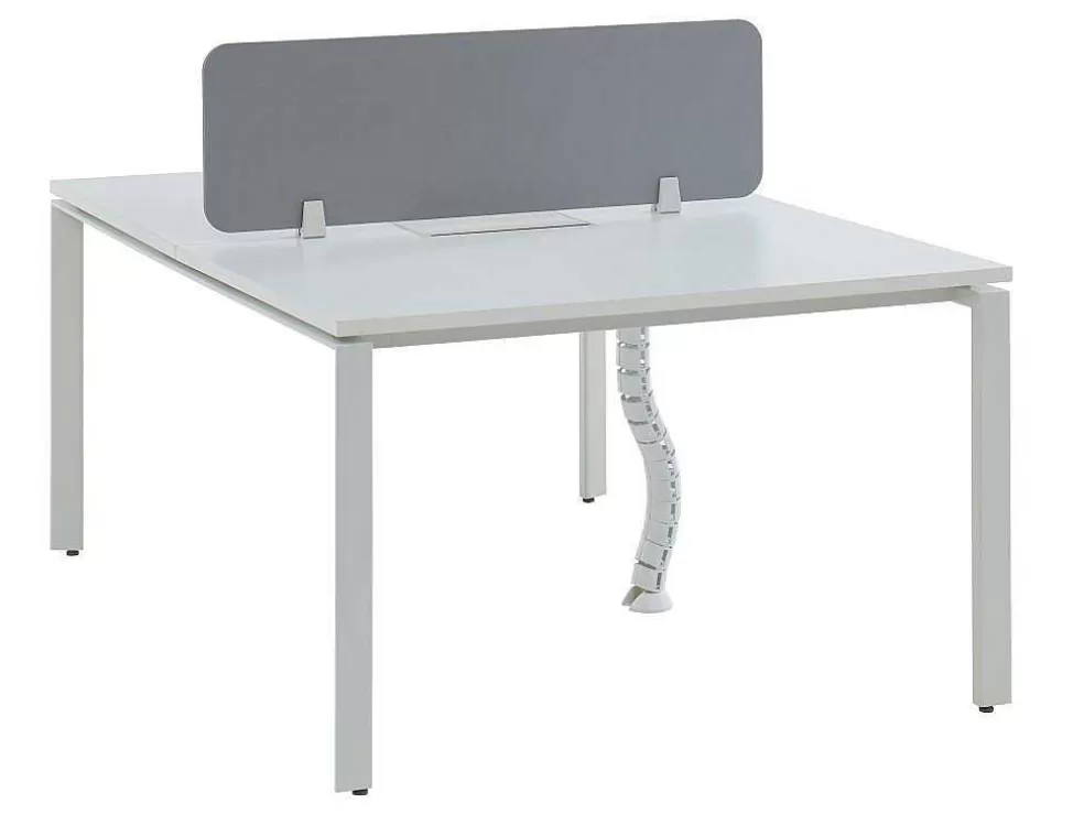 Workēa Mesa De Escritório 2 Péssoas Branco C120 Cm, Com Separador - Downtown* Mobiliário De Escritório