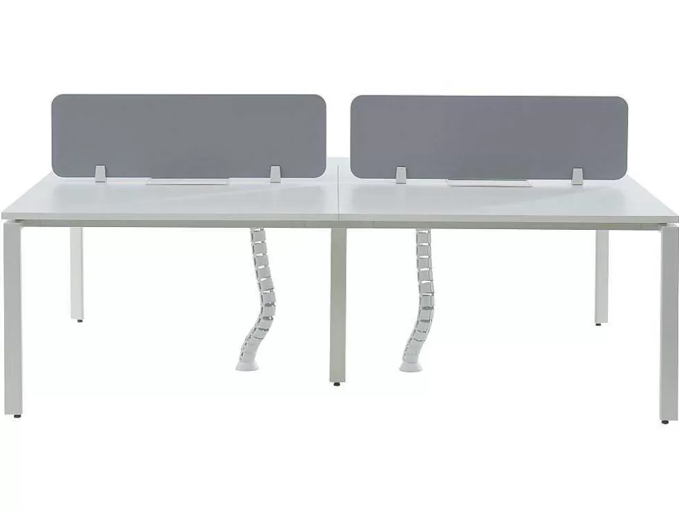 Workēa Mesa De Escritório 4 Péssoas Branco C120 Cm, Com Separador - Downtown* Secretária