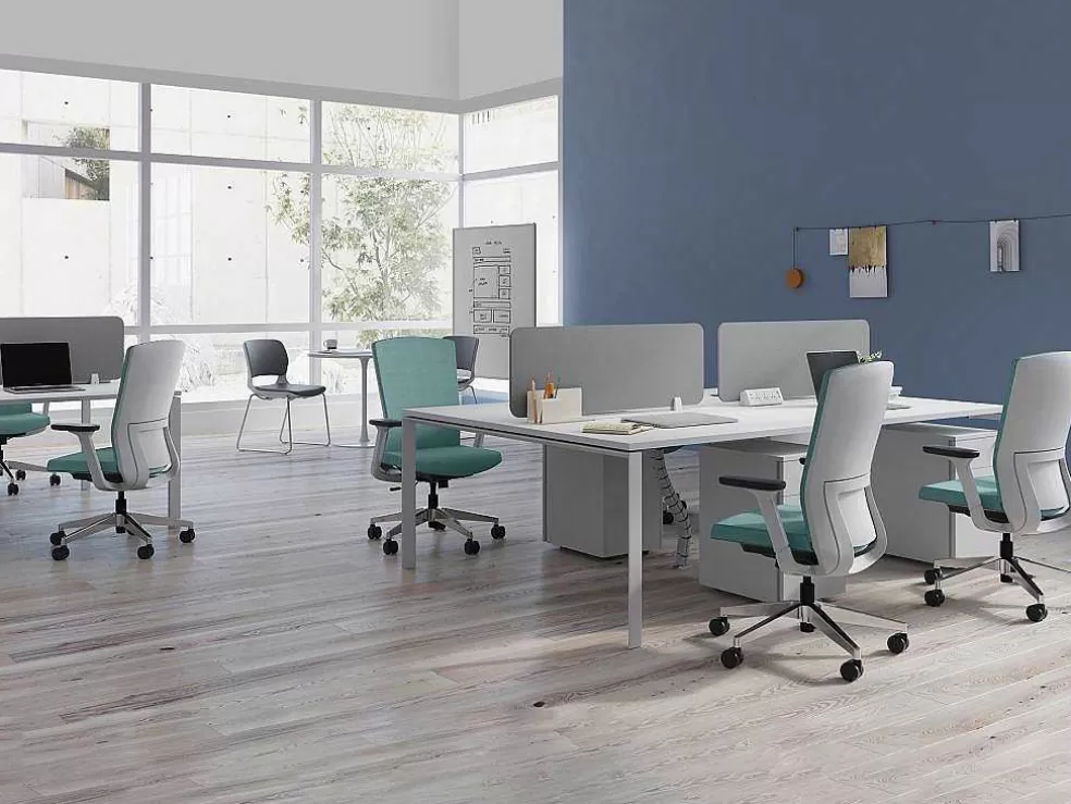 Workēa Mesa De Escritório 4 Péssoas Branco C120 Cm, Com Separador - Downtown* Secretária