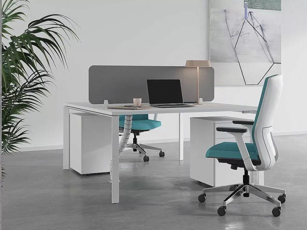 Workēa Mesa De Escritório 2 Péssoas Branco C160 Cm, Com Separador - Downtown* Mobiliário De Escritório
