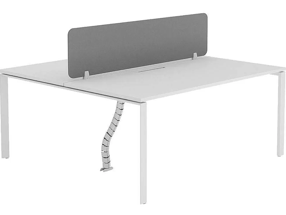 Workēa Mesa De Escritório 2 Péssoas Branco C160 Cm, Com Separador - Downtown* Mobiliário De Escritório