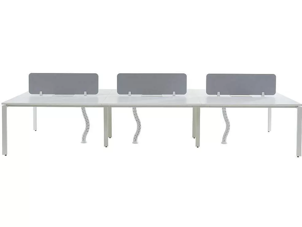 Workēa Mesa De Escritório 6 Péssoas Branco C140 Cm Com Separadores - Downtown* Mobiliário De Escritório