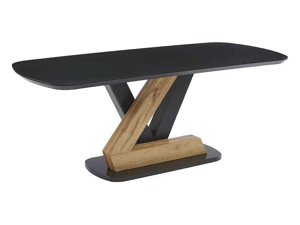 Vente-unique Mesa De Jantar 8 Lugares Em Mdf Preto E Natural Claro - Banemia* Promoções Sala