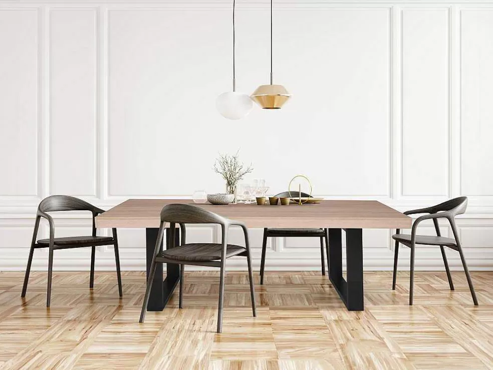 Vente-unique Mesa De Jantar De 8 Lugares Cor Natural E Preto - Nadiege* Mesa De Jantar
