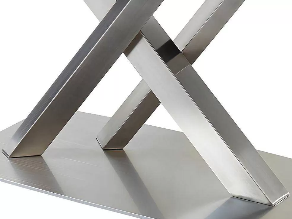 Vente-unique Mesa De Jantar Extensivel 6 A 8 Lugares Em Ceramica E Metal Efeito Marmore Preto - Thylia* Mesa De Jantar
