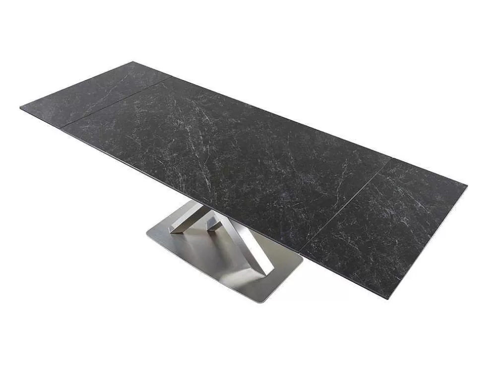 Vente-unique Mesa De Jantar Extensivel 6 A 8 Lugares Em Ceramica E Metal Efeito Marmore Preto - Thylia* Mesa De Jantar