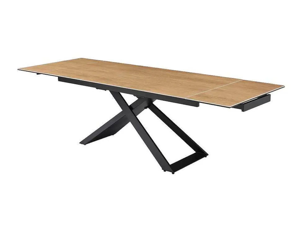 PASCAL MORABITO Mesa De Jantar Extensivel 6 A 10 Lugares Em Ceramica, Vidro Temperado E Metal Natural Claro E Preto - Xerena De * Mesa De Jantar