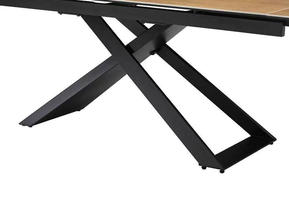 PASCAL MORABITO Mesa De Jantar Extensivel 6 A 10 Lugares Em Ceramica, Vidro Temperado E Metal Natural Claro E Preto - Xerena De * Mesa De Jantar