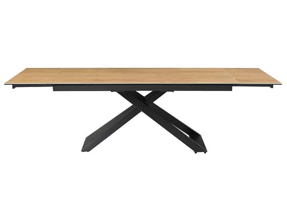 PASCAL MORABITO Mesa De Jantar Extensivel 6 A 10 Lugares Em Ceramica, Vidro Temperado E Metal Natural Claro E Preto - Xerena De * Mesa De Jantar