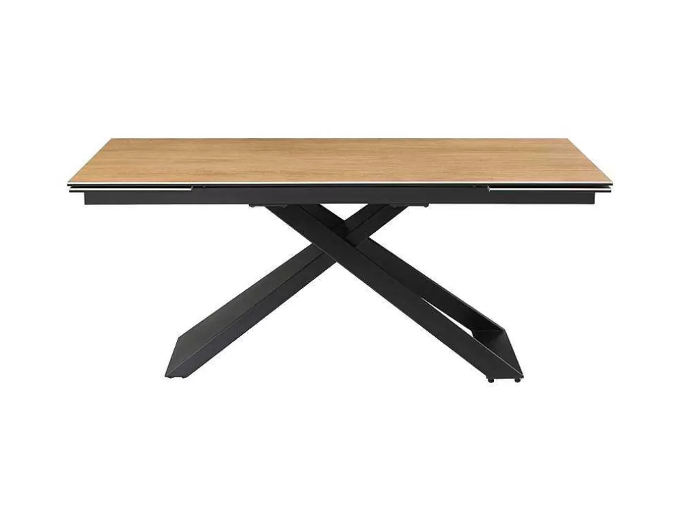 PASCAL MORABITO Mesa De Jantar Extensivel 6 A 10 Lugares Em Ceramica, Vidro Temperado E Metal Natural Claro E Preto - Xerena De * Mesa De Jantar