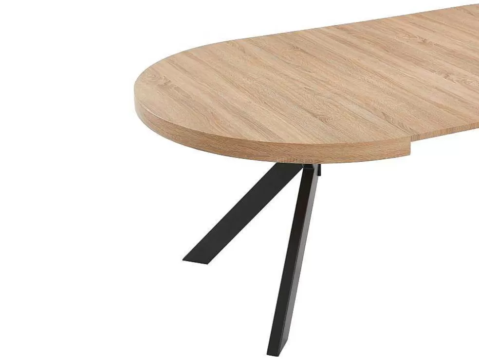 Vente-unique Mesa De Jantar Extensivel 4 A 8 Lugares Em Mdf E Aco Natural E Preto - Komoni* Mesa De Jantar