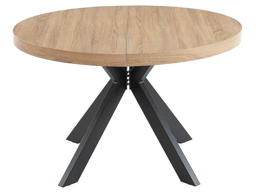 Vente-unique Mesa De Jantar Extensivel 4 A 8 Lugares Em Mdf E Aco Natural E Preto - Komoni* Mesa De Jantar