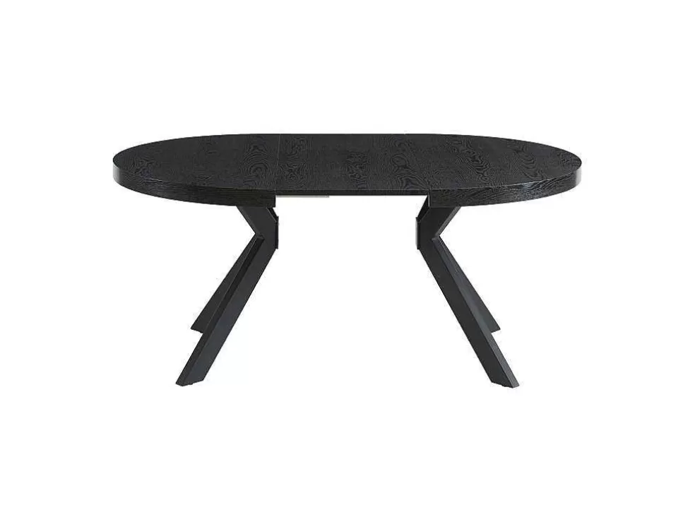 Vente-unique Mesa De Jantar Extensivel 4 A 8 Lugares Em Mdf E Aco Preto - Komoni* Mesa De Jantar