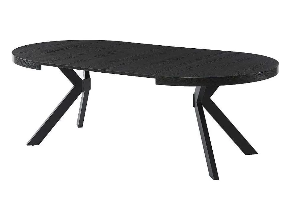 Vente-unique Mesa De Jantar Extensivel 4 A 8 Lugares Em Mdf E Aco Preto - Komoni* Mesa De Jantar