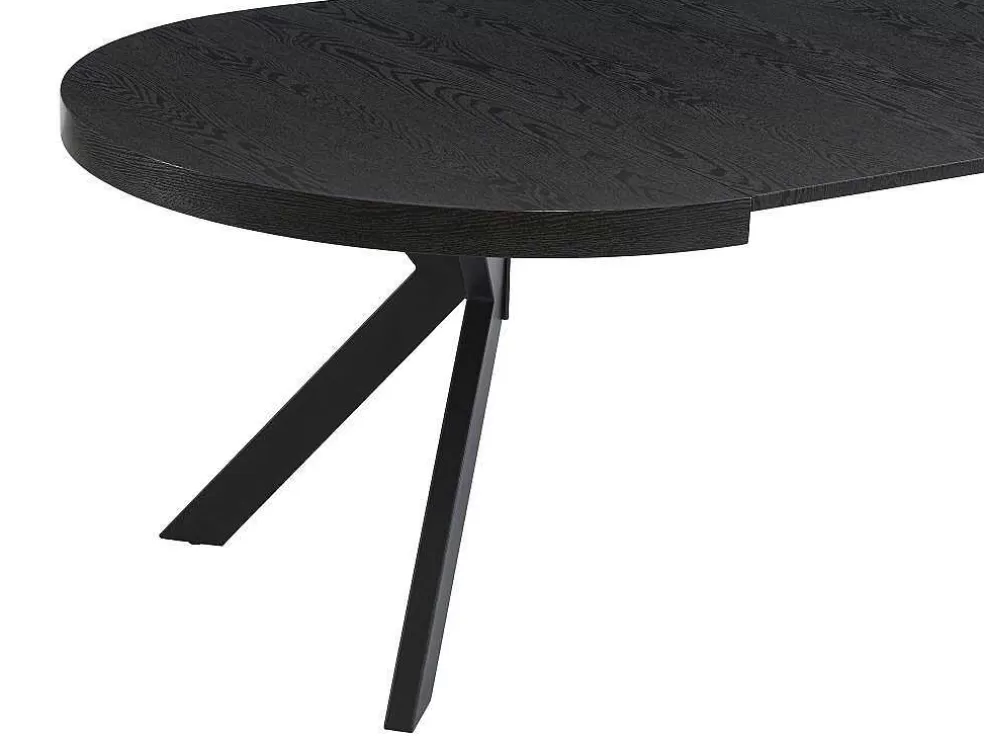 Vente-unique Mesa De Jantar Extensivel 4 A 8 Lugares Em Mdf E Aco Preto - Komoni* Mesa De Jantar