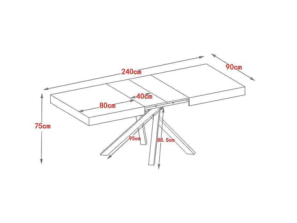 Vente-unique Mesa De Jantar Extensivel 6 A 10 Lugares Em Mdf E Metal Natural E Preto - Catonav* Mesa De Jantar