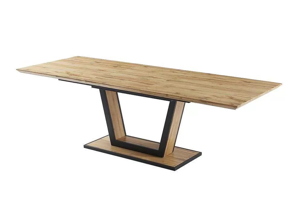 Vente-unique Mesa De Jantar Extensivel 6 A 10 Lugares Em Mdf E Metal Natural E Preto - Viteno* Mesa De Jantar