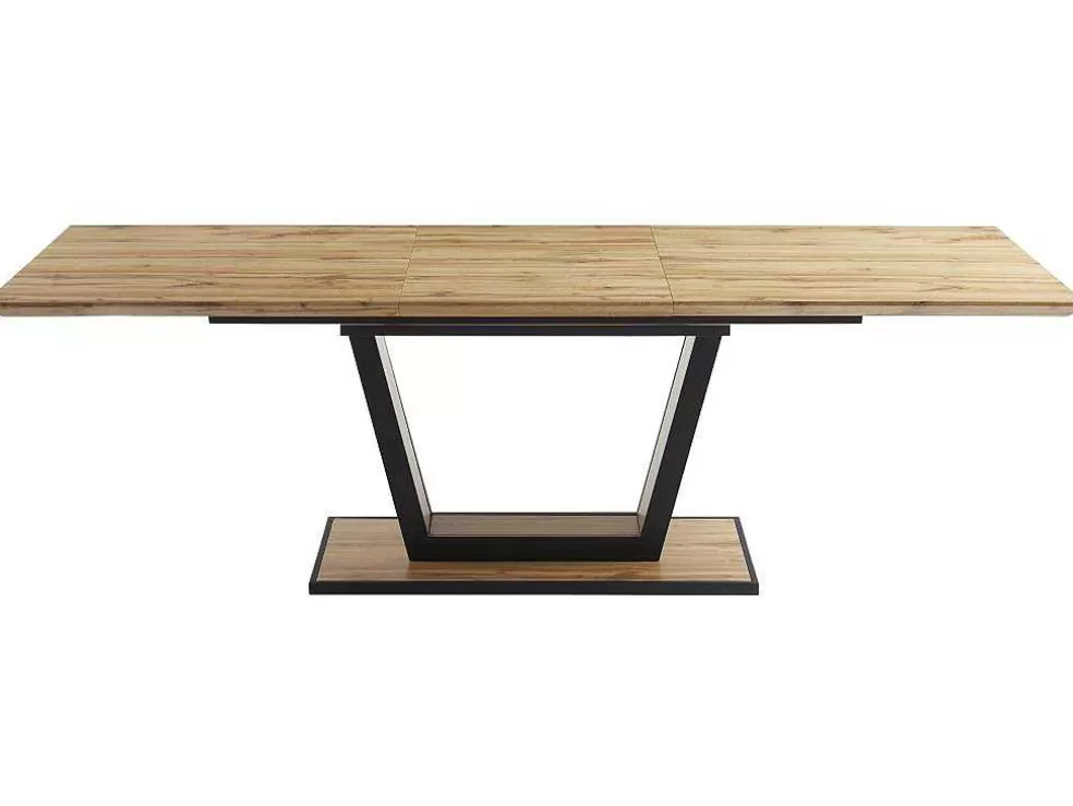 Vente-unique Mesa De Jantar Extensivel 6 A 10 Lugares Em Mdf E Metal Natural E Preto - Viteno* Mesa De Jantar