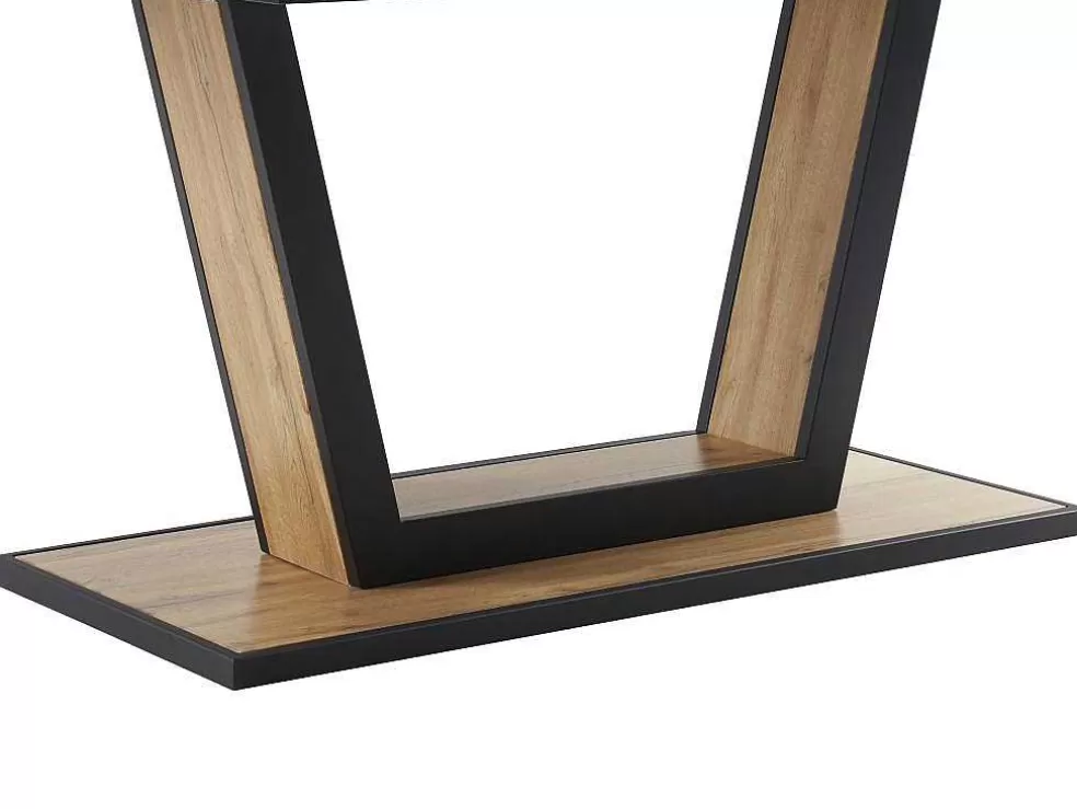 Vente-unique Mesa De Jantar Extensivel 6 A 10 Lugares Em Mdf E Metal Natural E Preto - Viteno* Mesa De Jantar