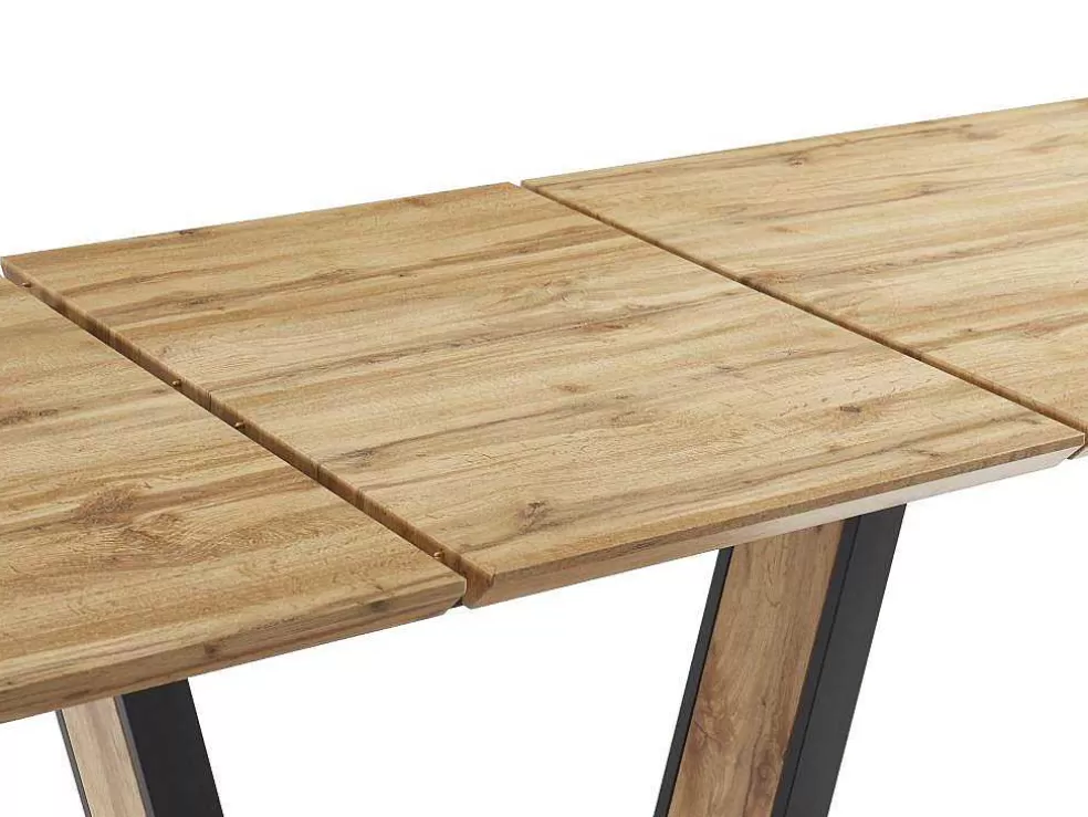 Vente-unique Mesa De Jantar Extensivel 6 A 10 Lugares Em Mdf E Metal Natural E Preto - Viteno* Mesa De Jantar