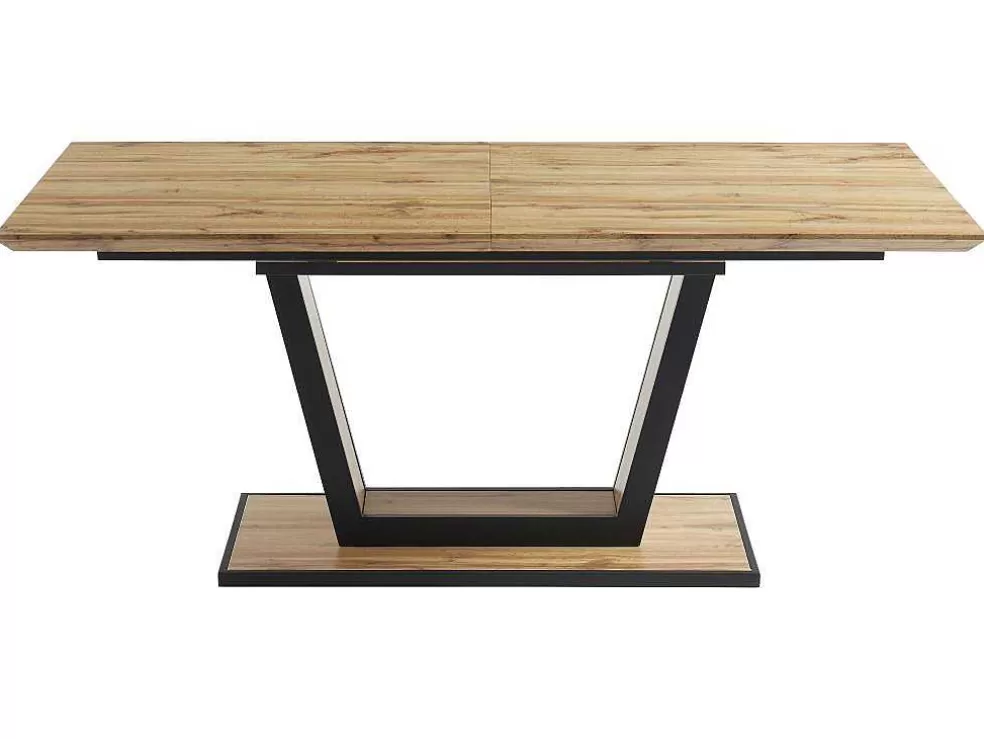 Vente-unique Mesa De Jantar Extensivel 6 A 10 Lugares Em Mdf E Metal Natural E Preto - Viteno* Mesa De Jantar