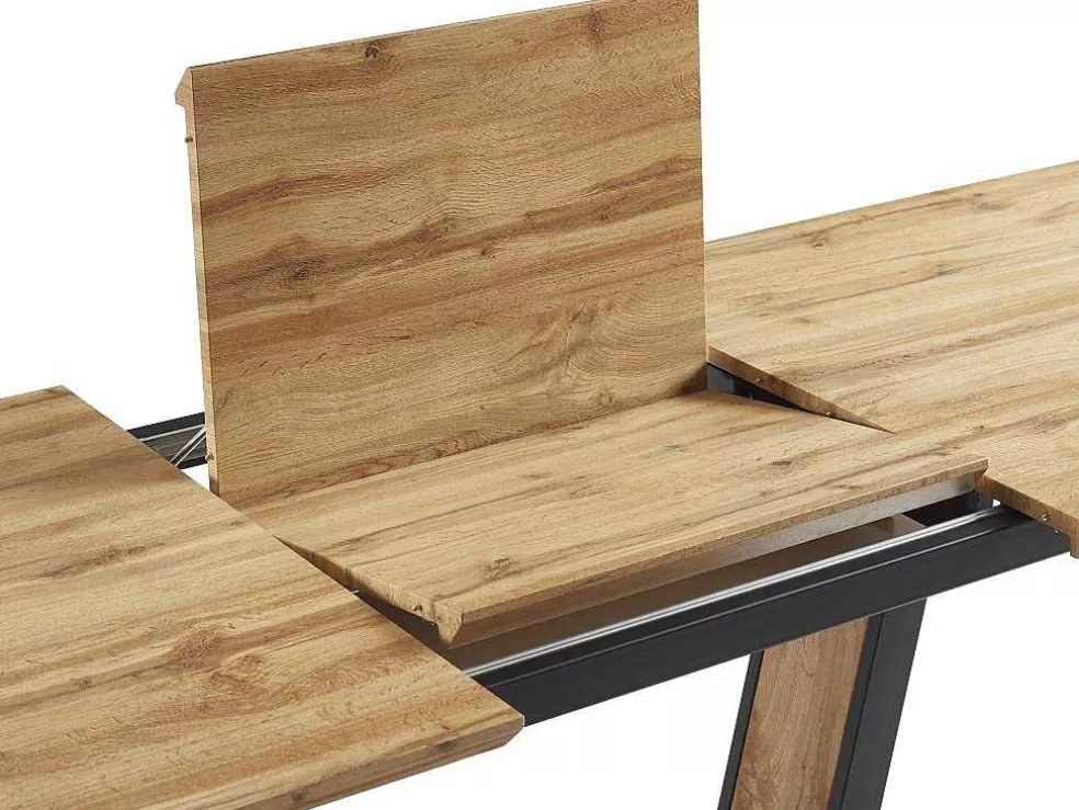 Vente-unique Mesa De Jantar Extensivel 6 A 10 Lugares Em Mdf E Metal Natural E Preto - Viteno* Mesa De Jantar