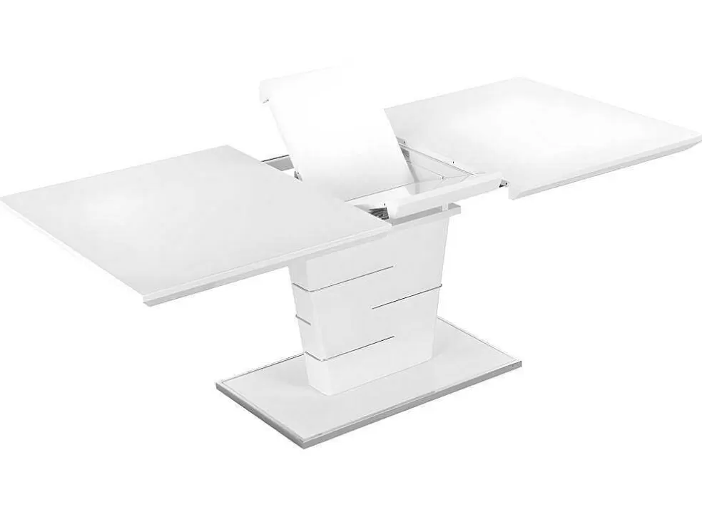 Vente-unique Mesa De Jantar Extensivel De 6 A 8 Lugares - Mdf Lacado A Branco - Amelle* Promoções Sala