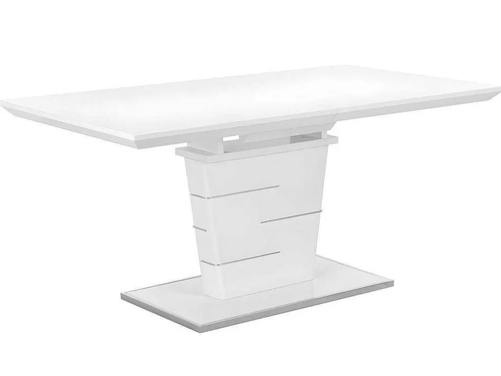 Vente-unique Mesa De Jantar Extensivel De 6 A 8 Lugares - Mdf Lacado A Branco - Amelle* Promoções Sala