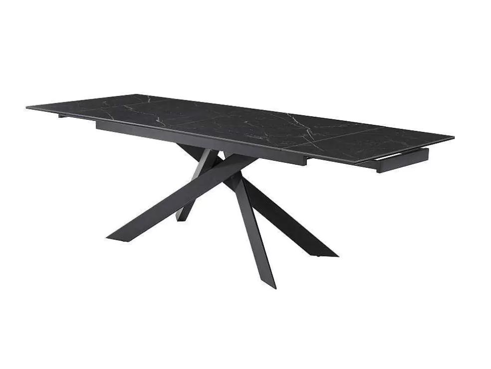 PASCAL MORABITO Mesa De Jantar Extensivel De 6 A 10 Lugares Em Ceramica E Metal Efeito Marmore Branco E Antracite - Corema De * Mesa De Jantar