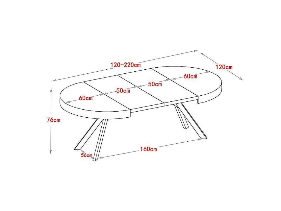 Vente-unique Mesa De Jantar Extensivel De 4 A 8 Lugares Em Mdf E Aco Lacado A Branco E Preto - Komoni* Mesa De Jantar