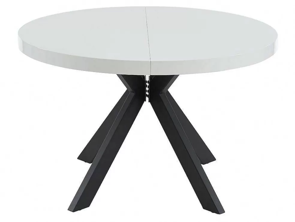 Vente-unique Mesa De Jantar Extensivel De 4 A 8 Lugares Em Mdf E Aco Lacado A Branco E Preto - Komoni* Mesa De Jantar